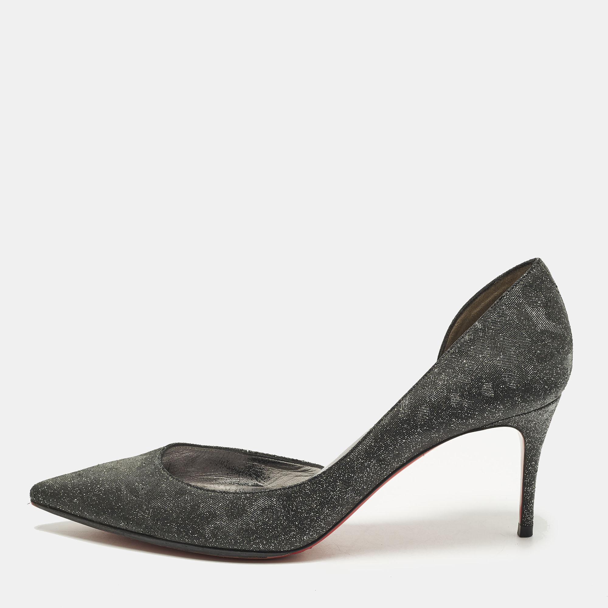 

Christian Louboutin Iriza Size  Black Glitter D'orsay Pumps