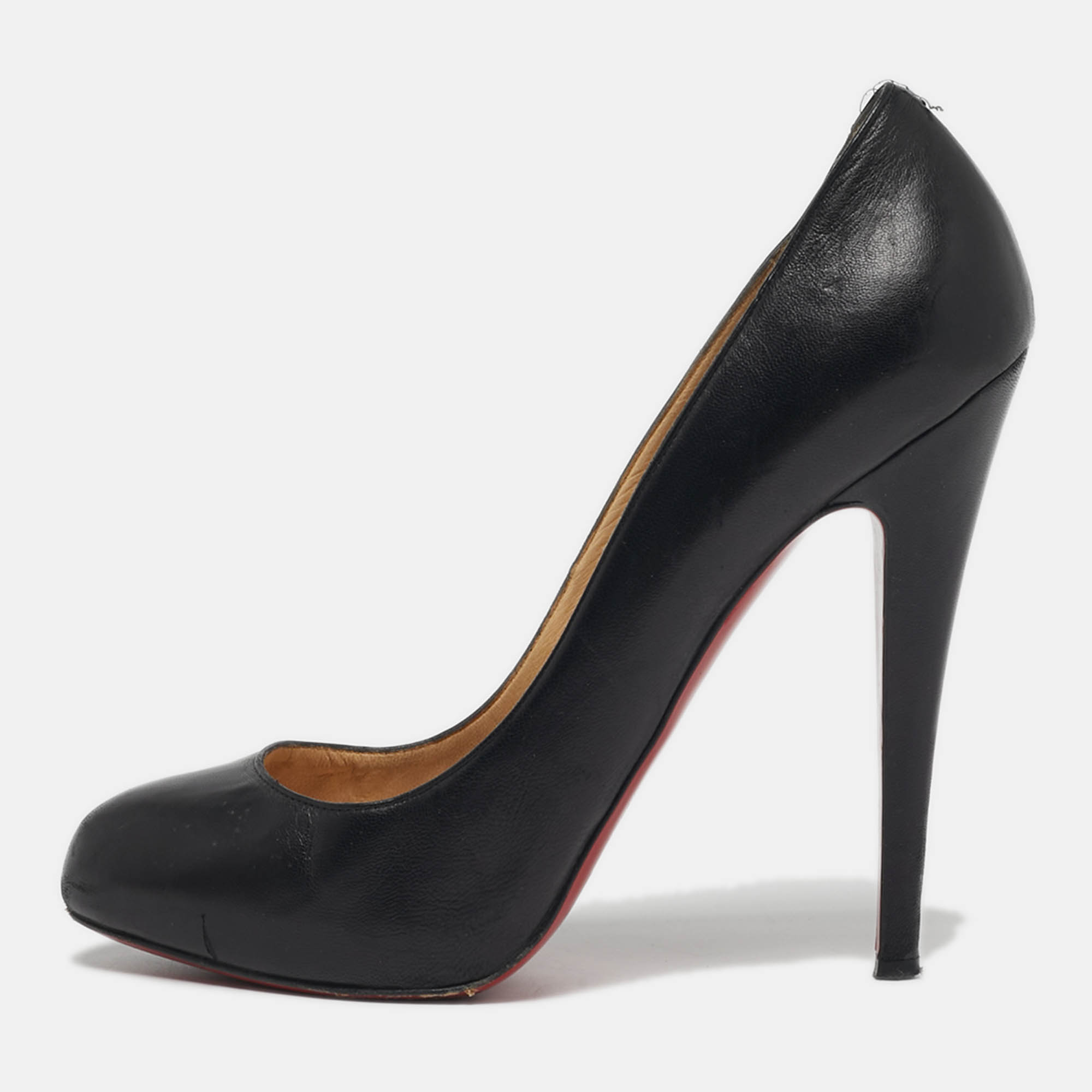 

Christian Louboutin Black Leather Feticha Platform Round Toe Pumps Size