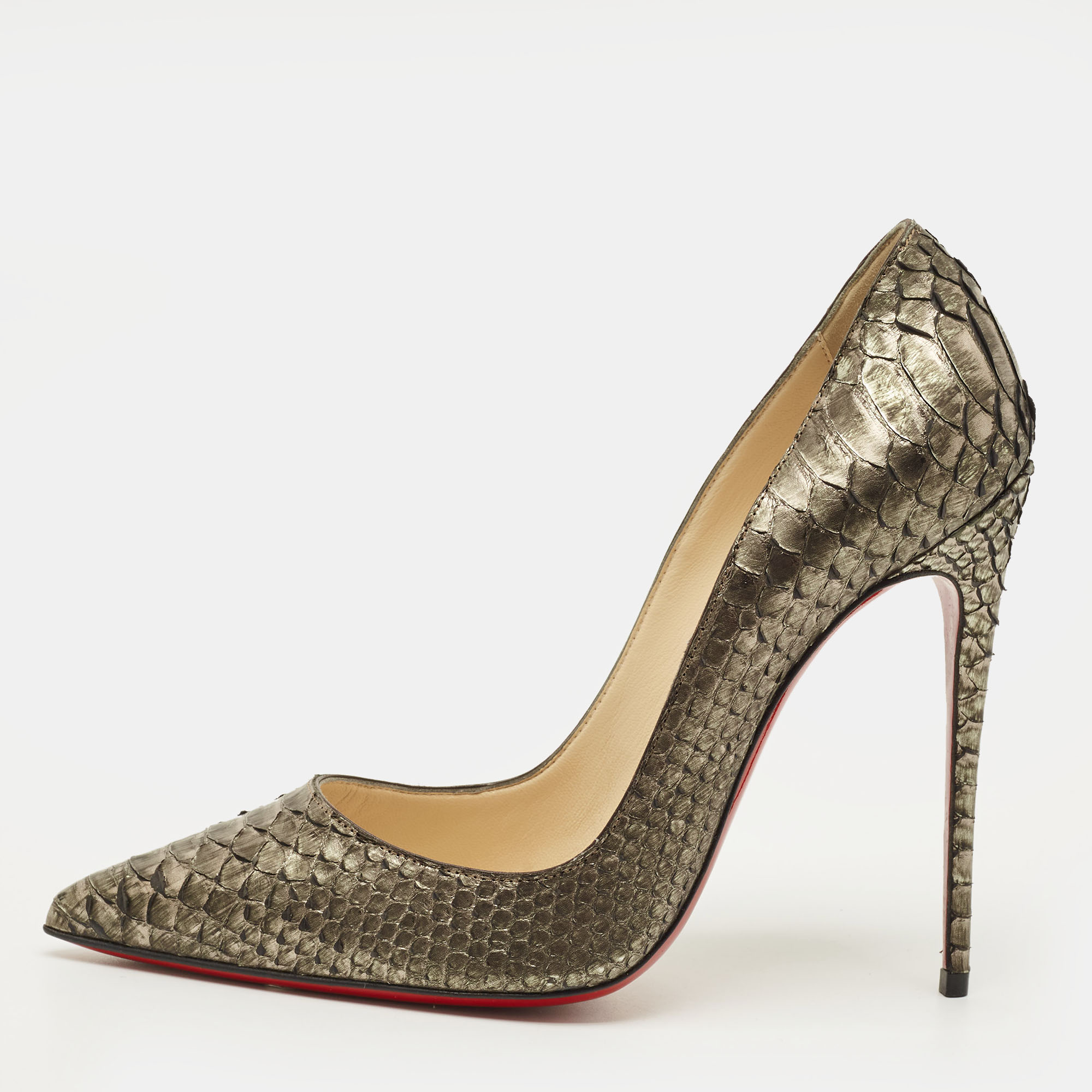 

Christian Louboutin Decollete Size  Metallic Bronze Python Leather Pumps