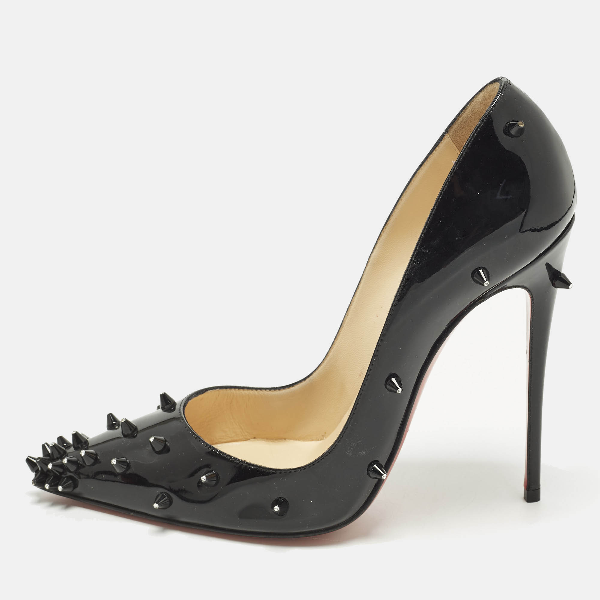 

Christian Louboutin Diamond Spike Size  Black Patent Leather Pumps