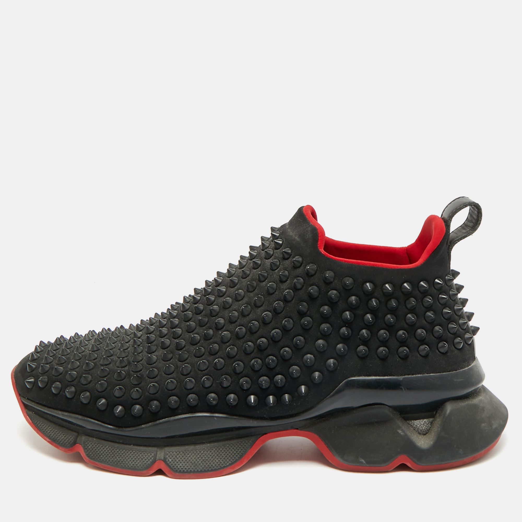 

Christian Louboutin Spike Size  Black Neoprene Sock Slip On Sneakers