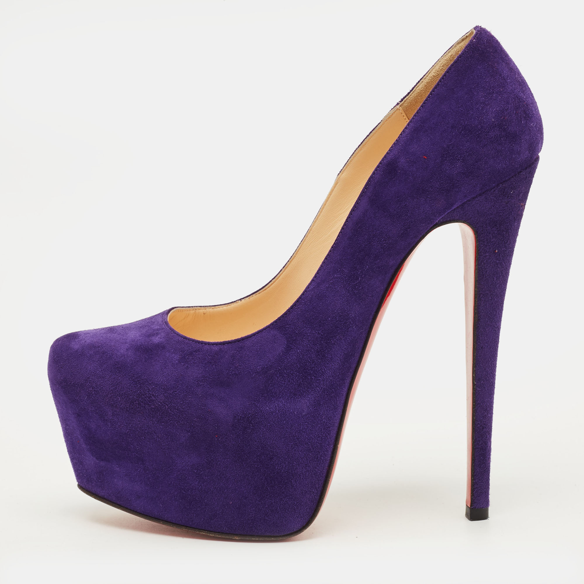 

Christian Louboutin Daffodile Size  Purple Suede Platform Pumps