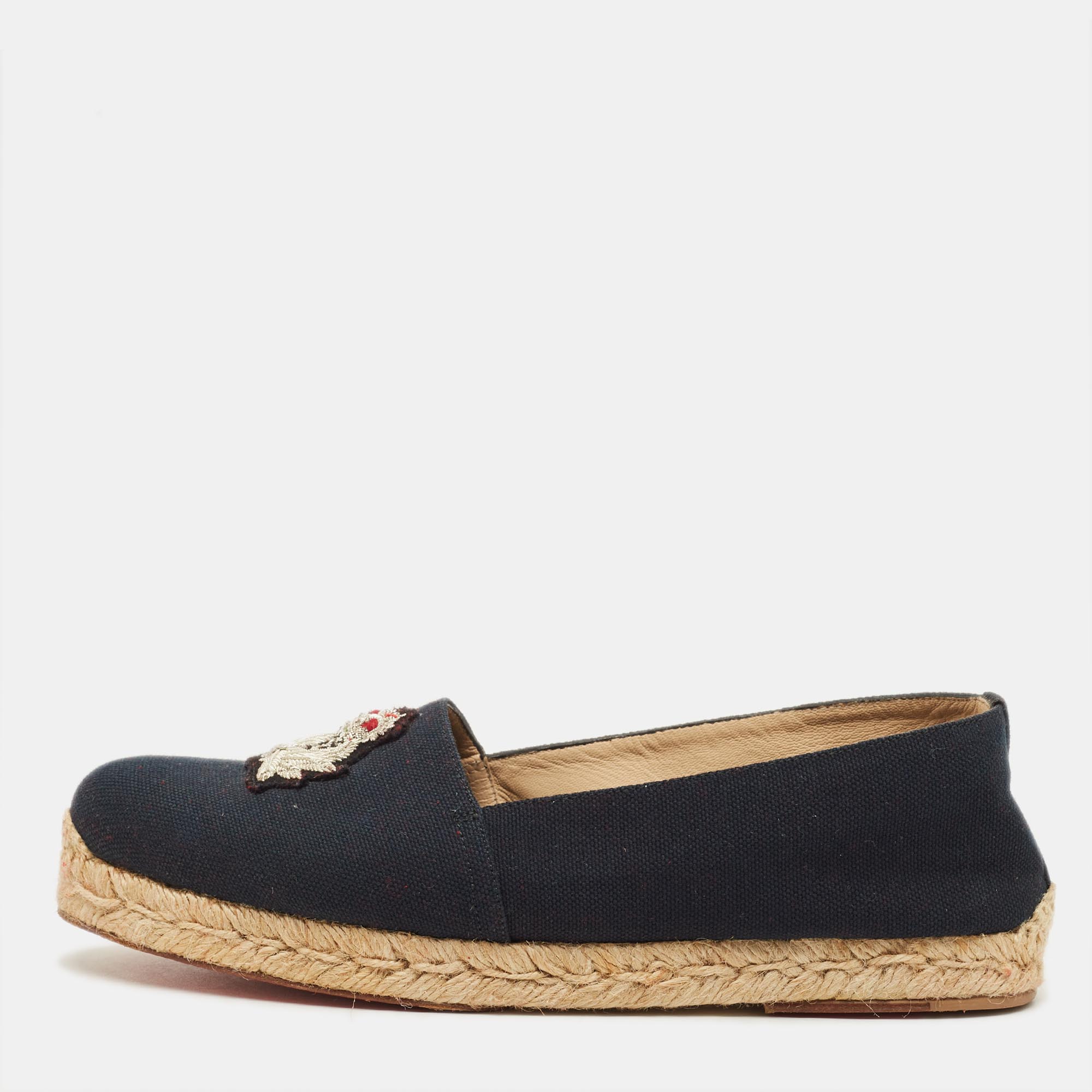 

Christian Louboutin Nanou Orlato Size  Navy Blue Canvas Espadrille Flats