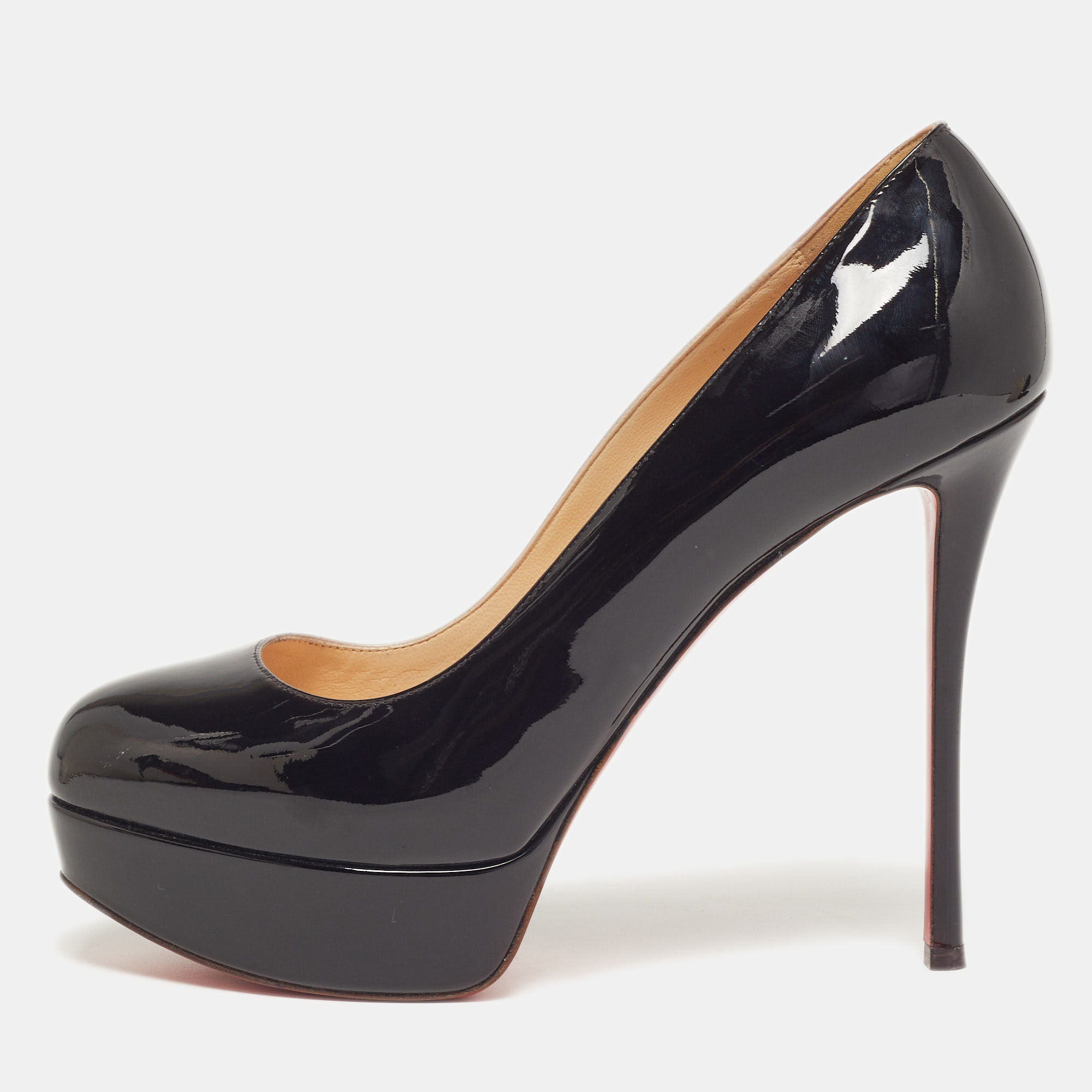 

Christian Louboutin Bianca Size  Black Patent Leather Platform Pumps