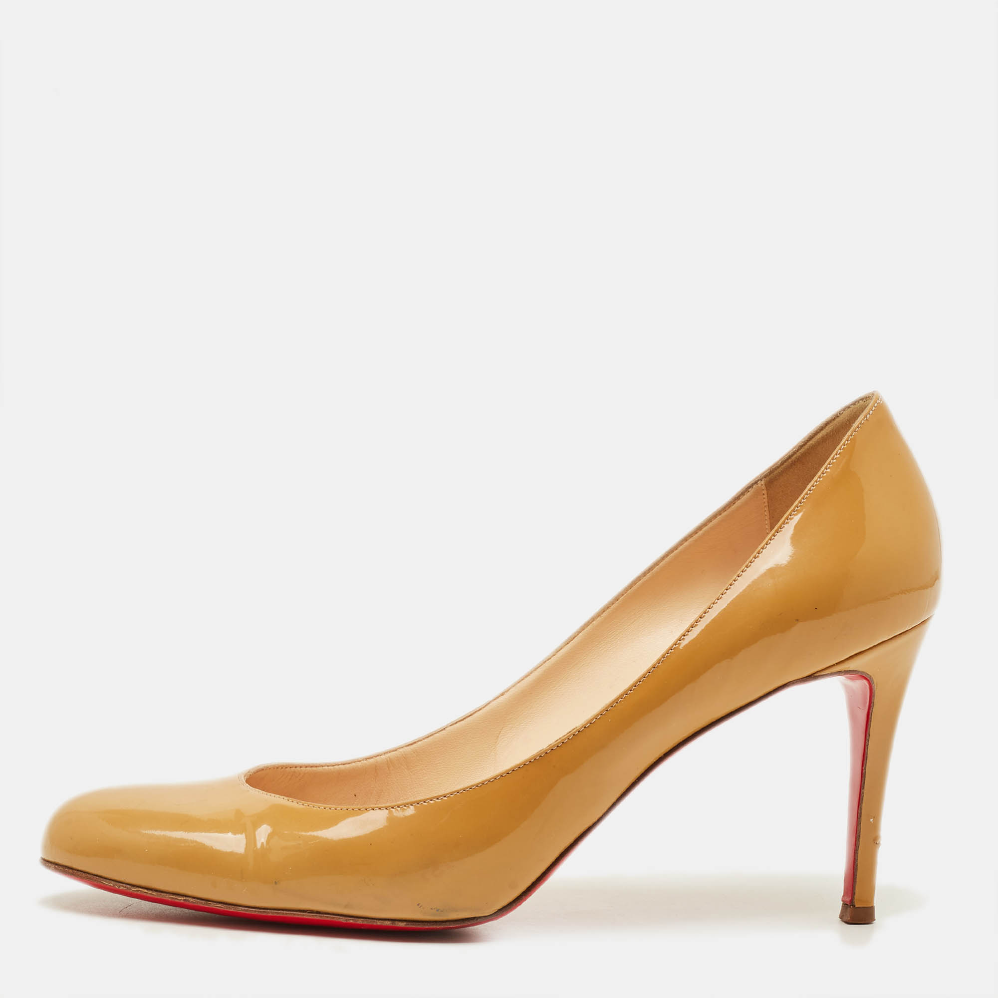 

Christian Louboutin Simple Size  Beige Patent Leather Pumps