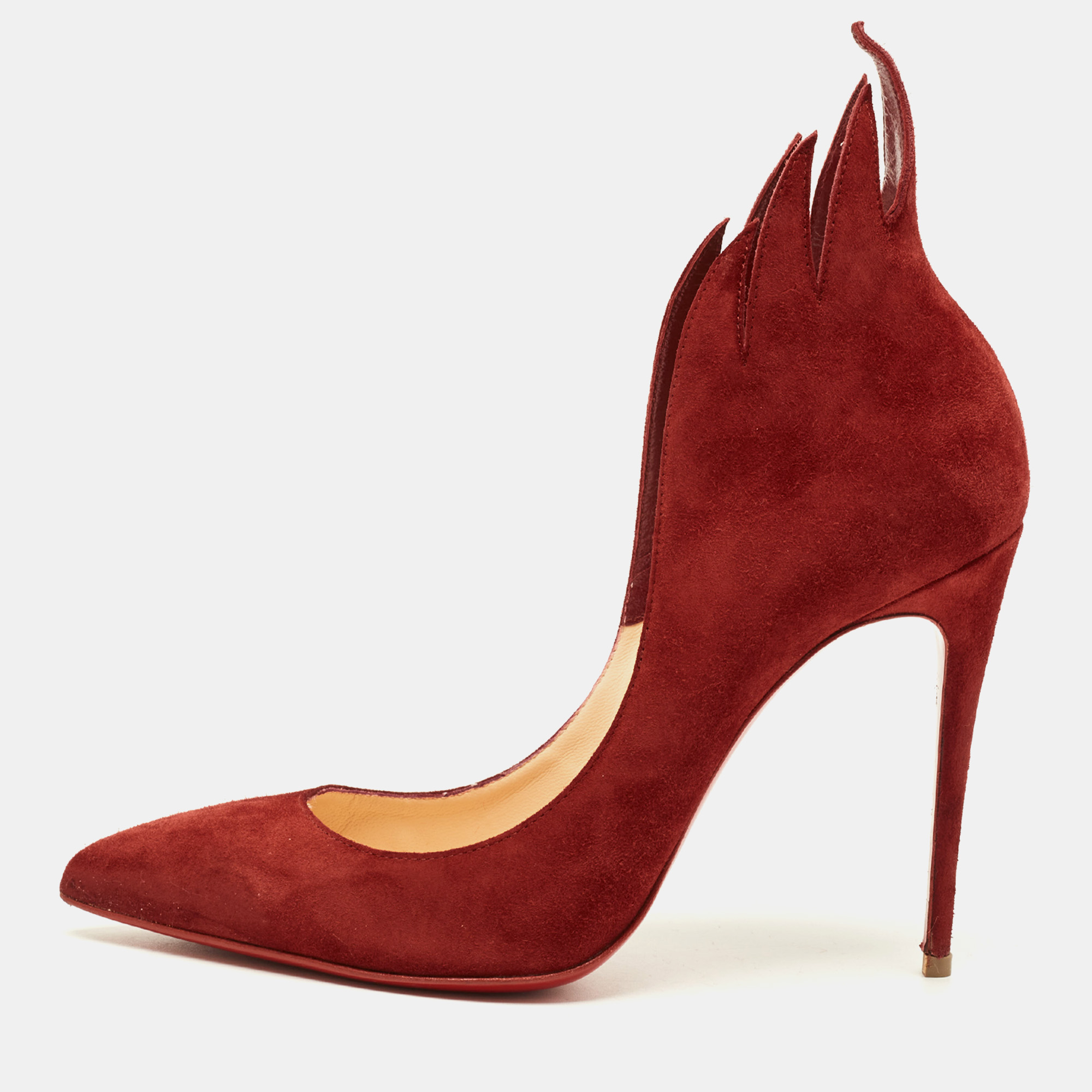

Christian Louboutin Victorina Flame Size  Red Suede Pumps
