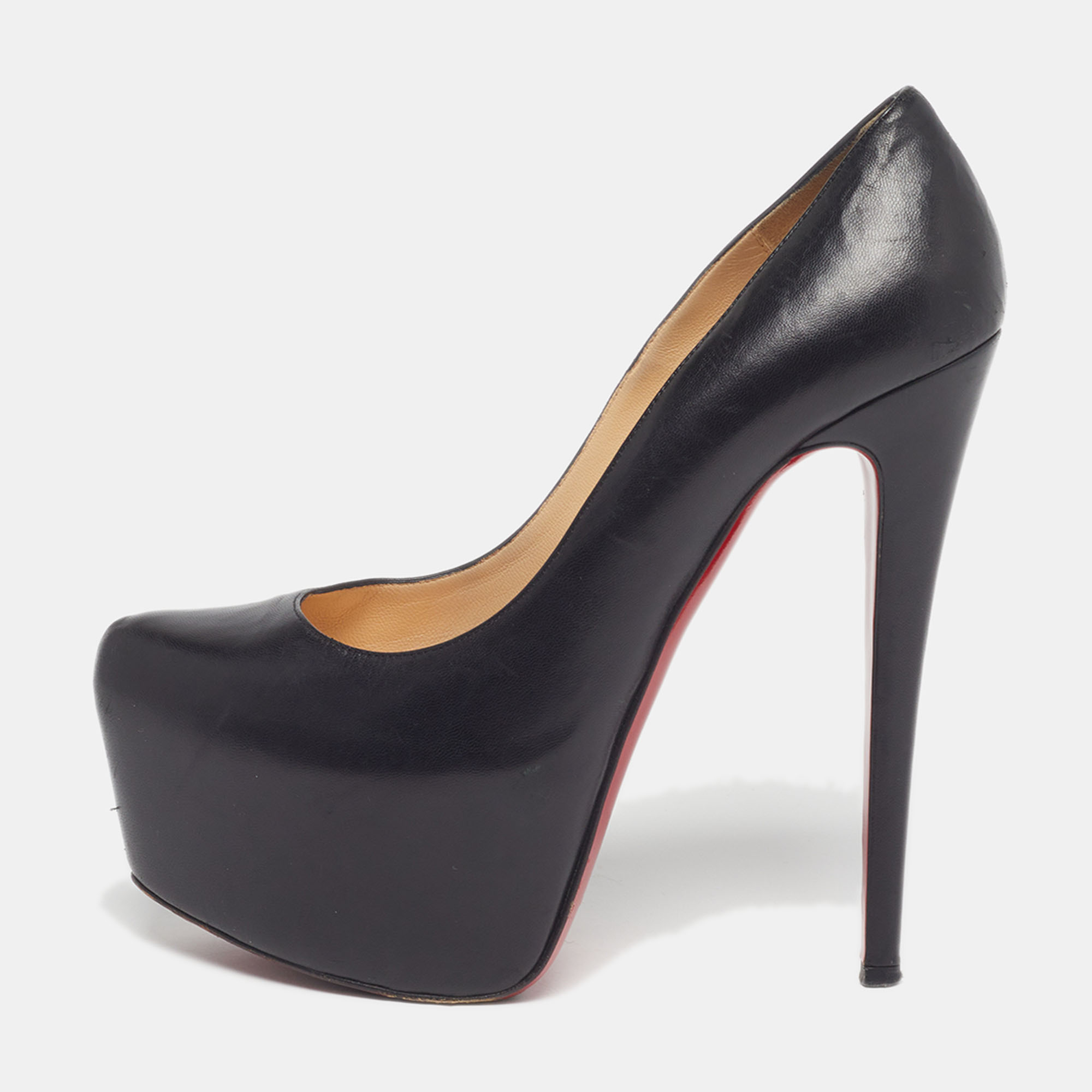 

Christian Louboutin Daffodile Size  Black Leather Platform Pumps