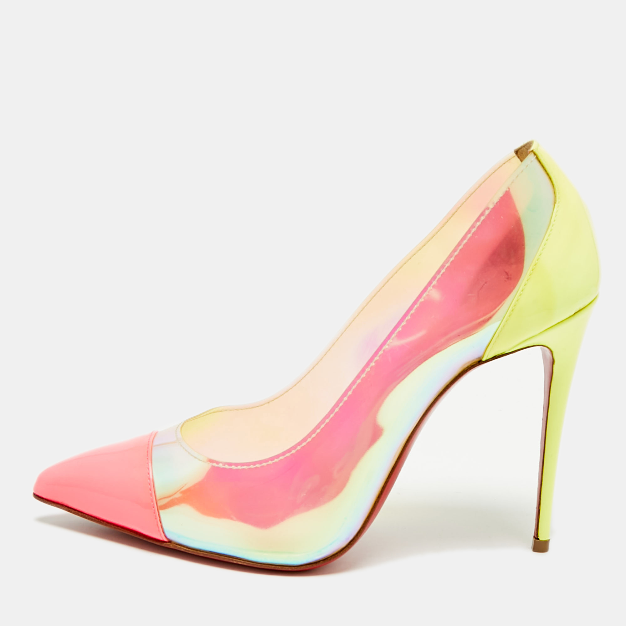 

Christian Louboutin Debout Size  Multicolor Patent Leather PVC Pumps