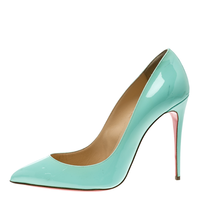 Christian Louboutin Mint Green Patent Leather Pigalle Pointed Toe Pumps ...