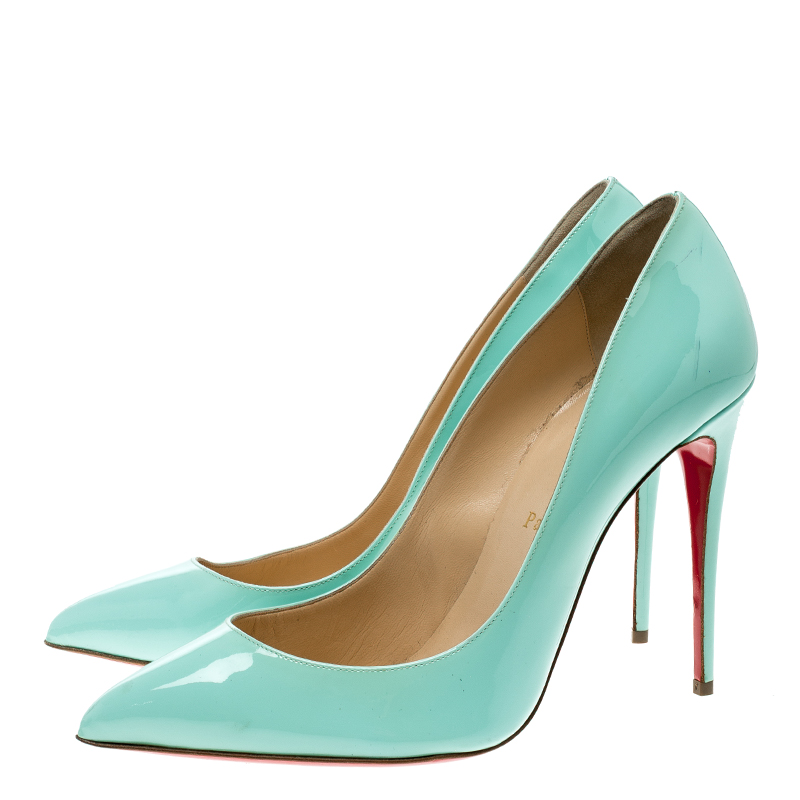 Christian Louboutin Mint Green Patent Leather Pigalle Pointed Toe Pumps ...