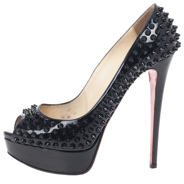 louboutin black patent peep toe
