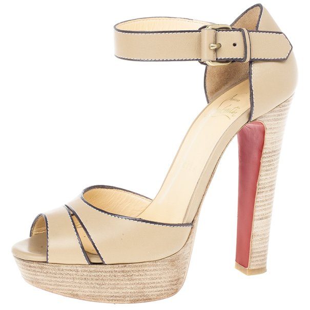 Pre Owned Christian Louboutin Woodaola Platform Sandals Size 38