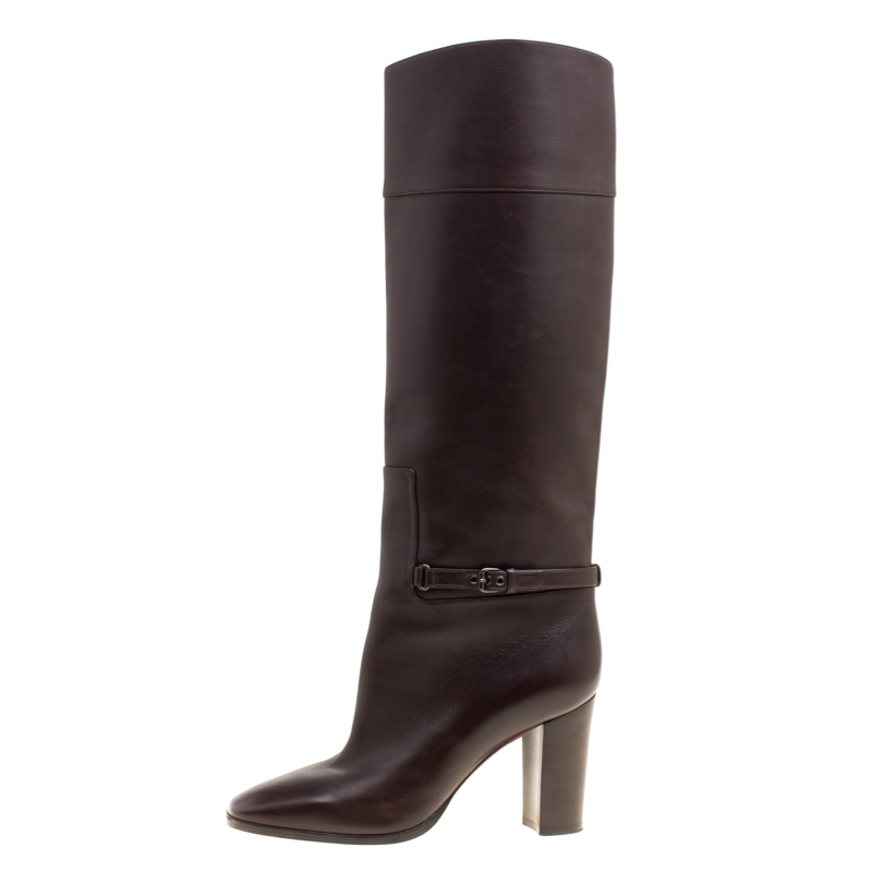 

Christian Louboutin Brown Leather Mervillon Knee Boots Size