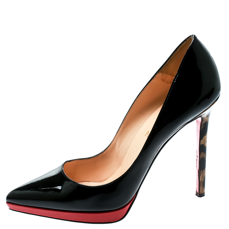 

Christian Louboutin Black Patent Leather Pigalle Plato Leopard Print Pumps Size, Multicolor