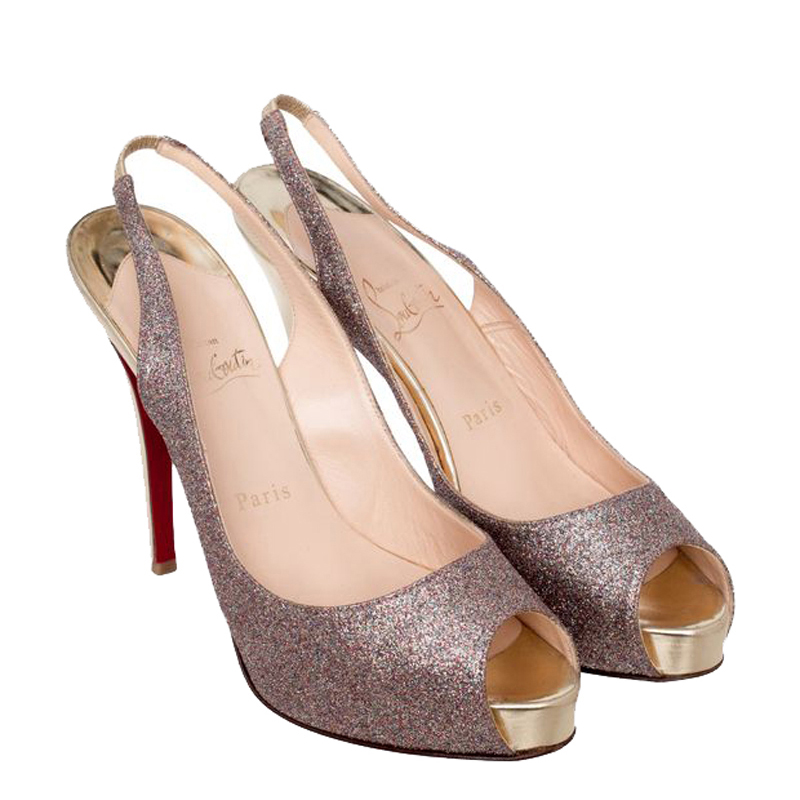 

Christian Louboutin Multicolour Glitter Canvas Sheen Peep Toe Pumps Size, Multicolor