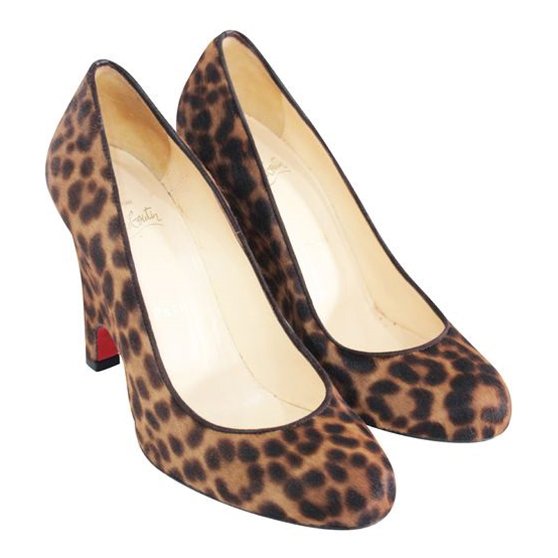 

Christian Louboutin Brown Leopard Pony Hair Wedges Pumps Size