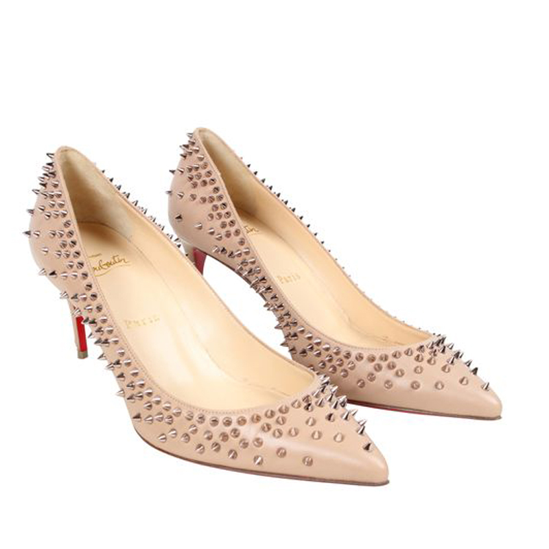 

Christian Louboutin Nude Leather Escarpic Spikes Pumps Size, Beige