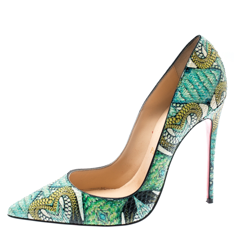 

Christian Louboutin Multicolor Hand Painted Python Leather So Kate Pointed Toe Pumps Size