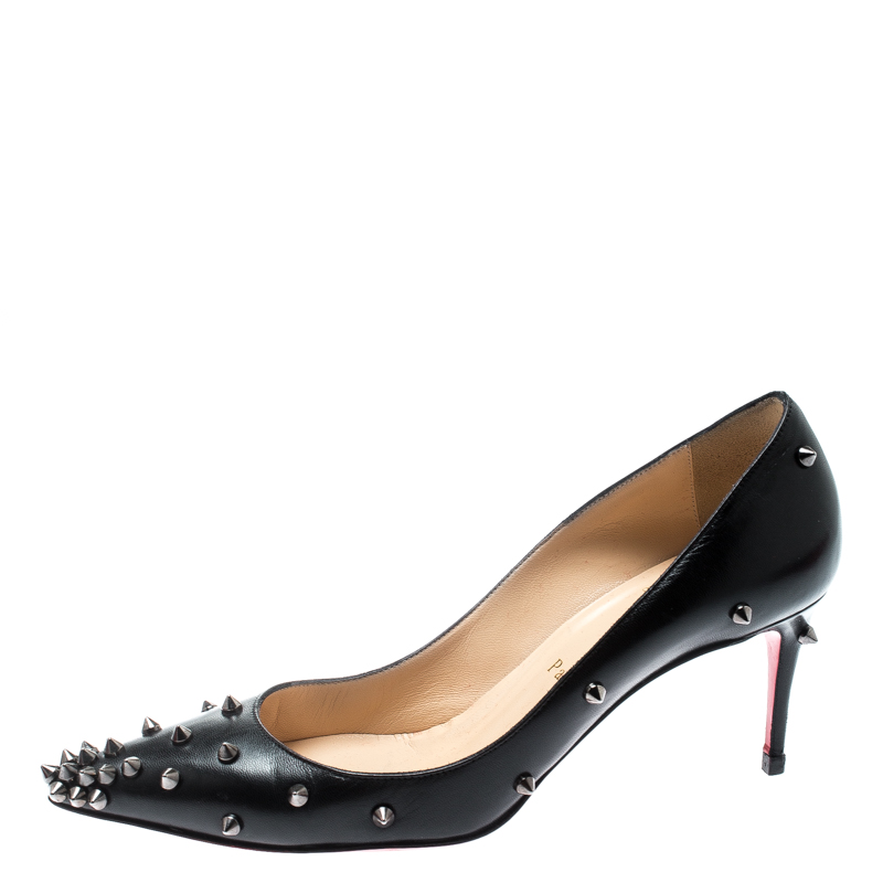 

Christian Louboutin Black Leather Degraspike Pointed Toe Pumps Size