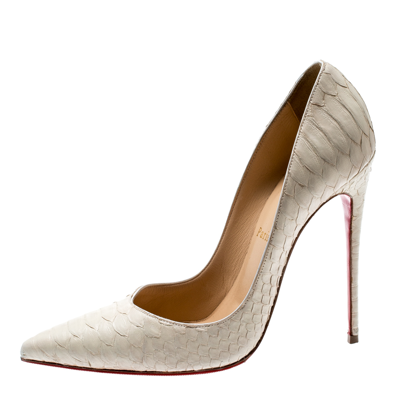 

Christian Louboutin White Python Leather So Kate Pointed Toe Pumps Size