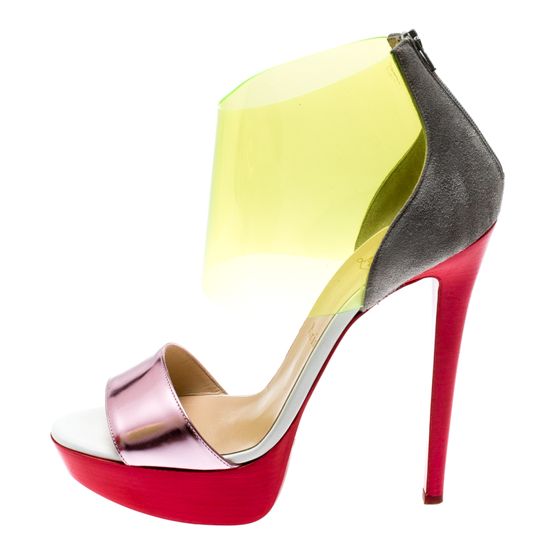 

Christian Louboutin Multicolor Leather And PVC Dufoura Platform Sandals Size