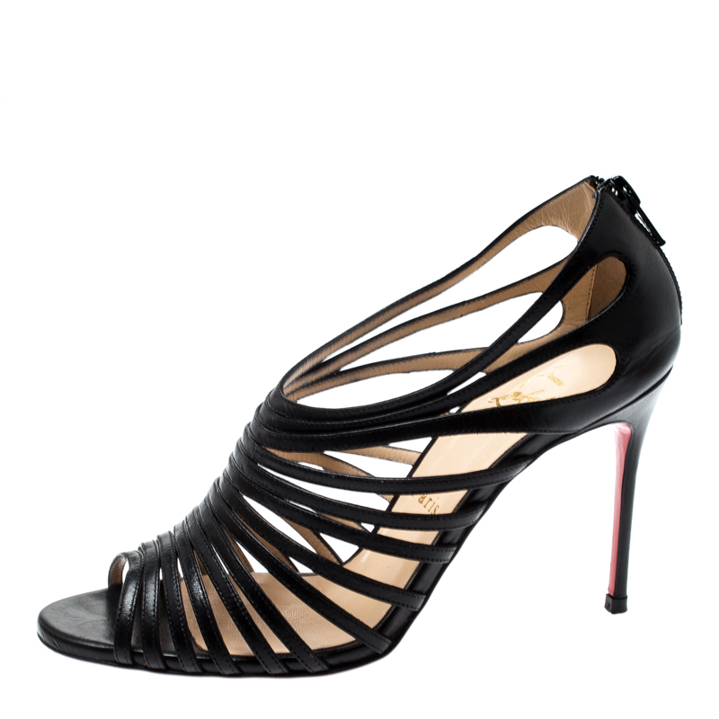 

Christian Louboutin Black Leather Mul Tibrida Strappy Sandals Size