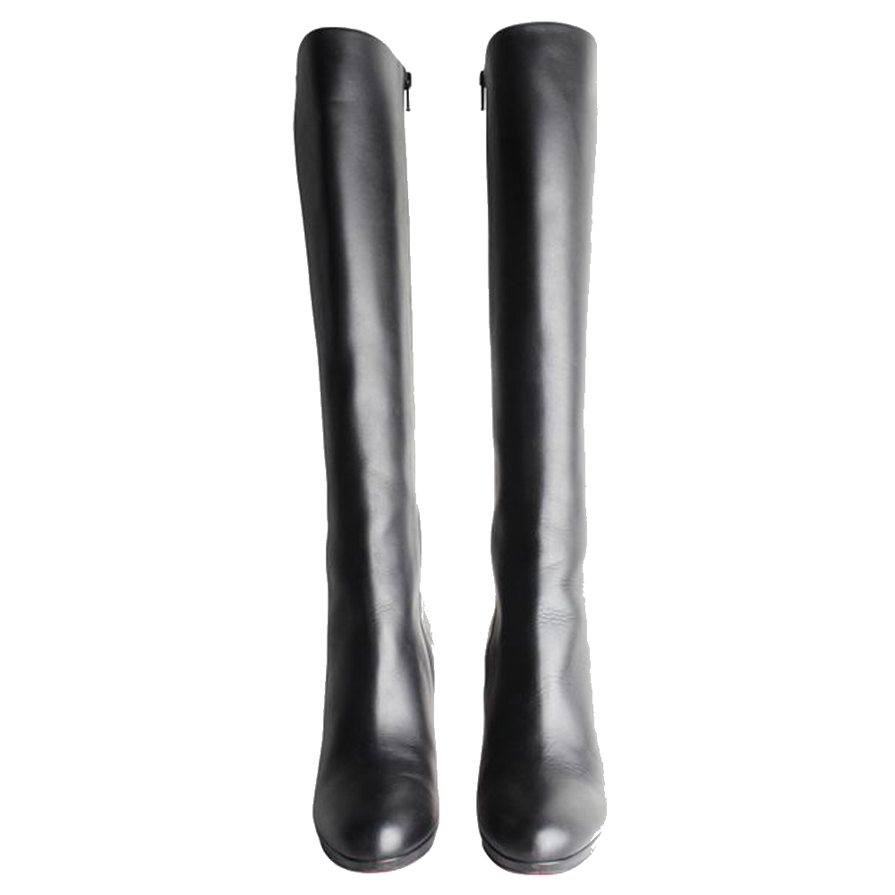 

Christian Louboutin Black Leather Structural Boots Size