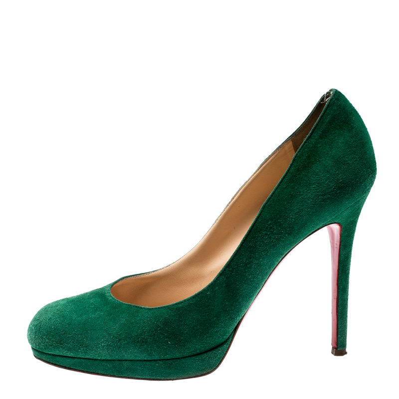

Christian Louboutin Green Suede New Simple Platform Pumps Size