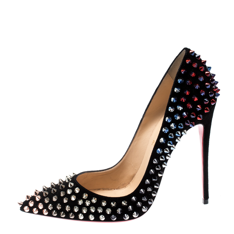 

Christian Louboutin Black Suede Follie Spike Pointed Toe Pumps Size