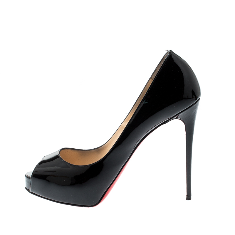 

Christian Louboutin Black Patent Leather Lady Peep Toe Platform Pumps Size