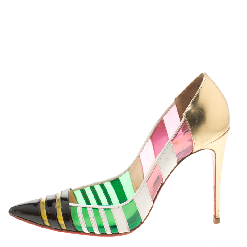 

Christian Louboutin Multicolor Metallic Patent Leather And PVC Bandy Pointed Toe Pumps Size