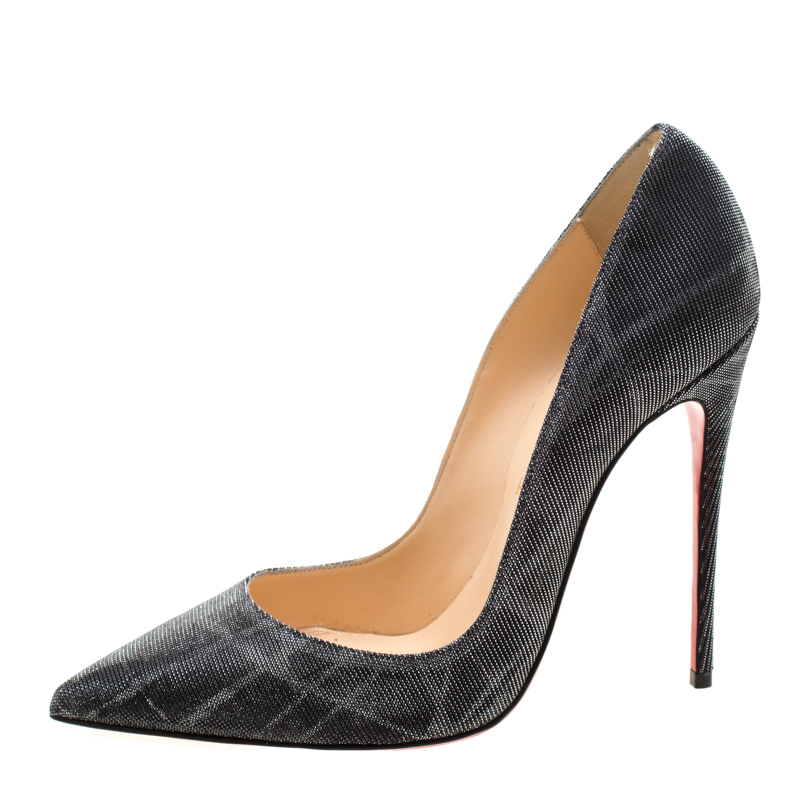 

Christian Louboutin Metallic Grey Glitter Fabric Pigalle Pointed Toe Pumps Size