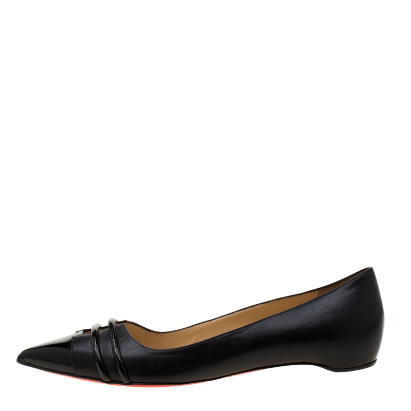 

Christian Louboutin Black Leather Pointed Toe Flats Size