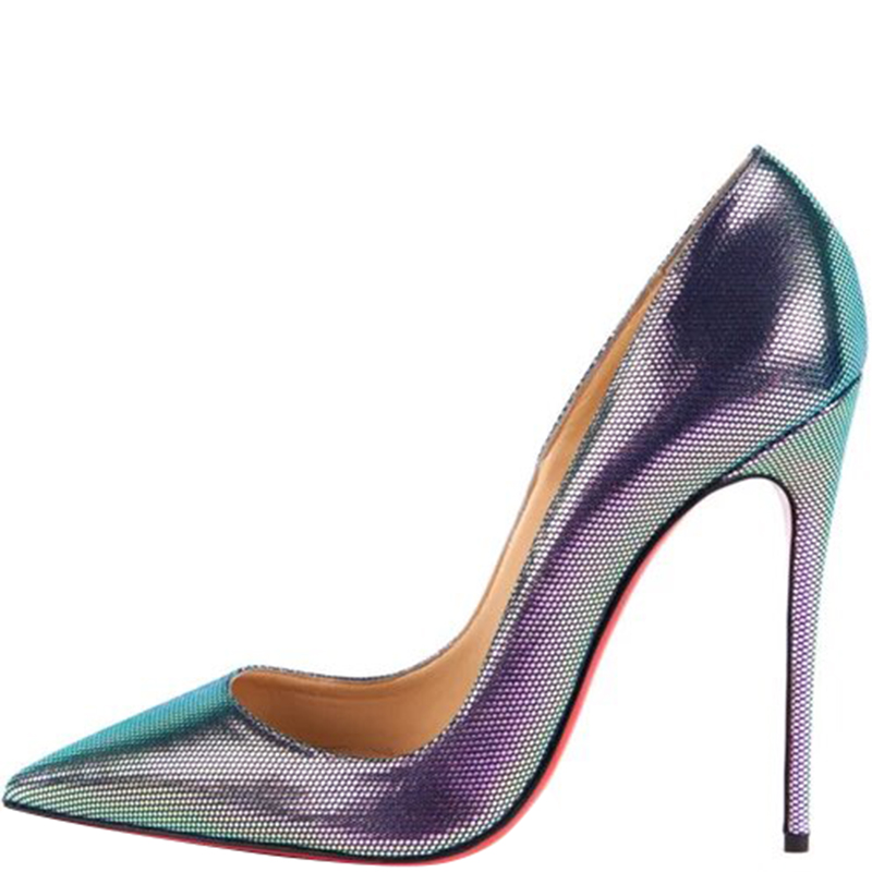 CHRISTIAN LOUBOUTIN Purple Suede Pump SO KATE 100 Pointed Toe 38 NEW