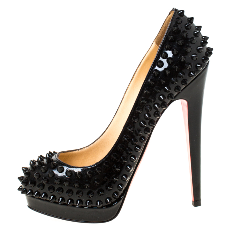 

Christian Louboutin Black Alti Spikes Platform Pumps Size