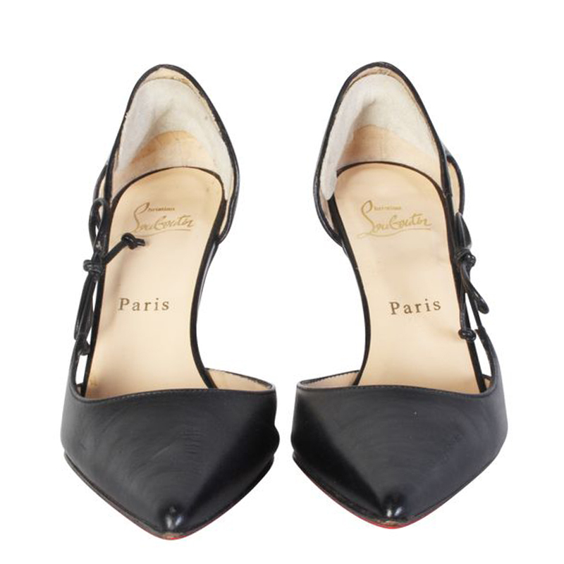

Christian Louboutin Black Leather Half Open Pumps Size