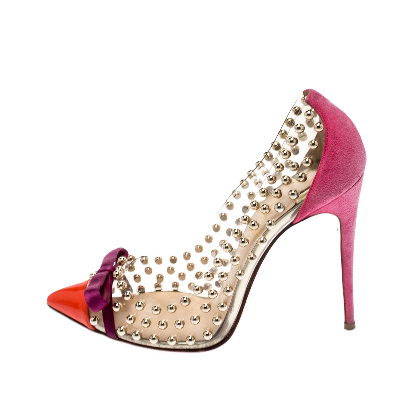 

Christian Louboutin Multicolor PVC Bille Studded Pointed Toe Pumps Size