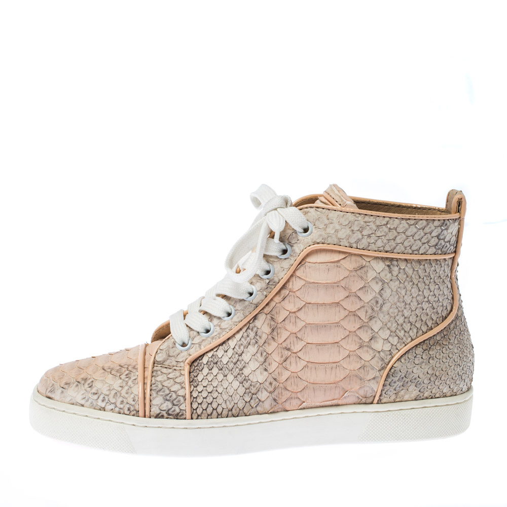 

Christian Louboutin Pink Python Leather Louis Orlato Lace Up Sneakers Size, Beige