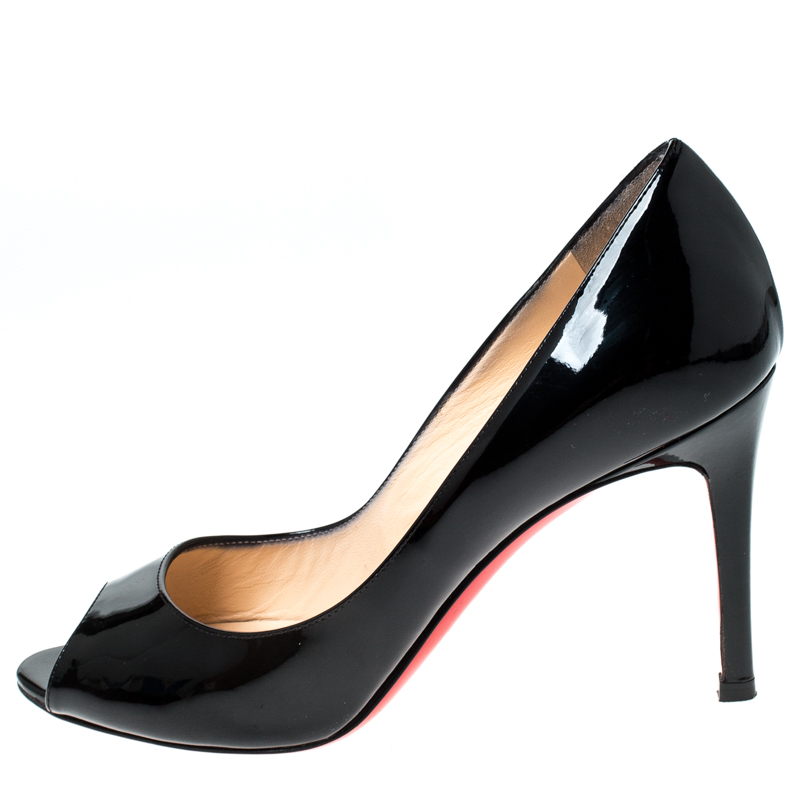 

Christian Louboutin Black Patent Leather You You Peep Toe Pumps Size