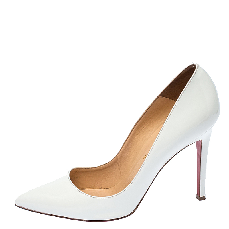 

Christian Louboutin White Patent Leather Pigalle Pointed Toe Pumps Size