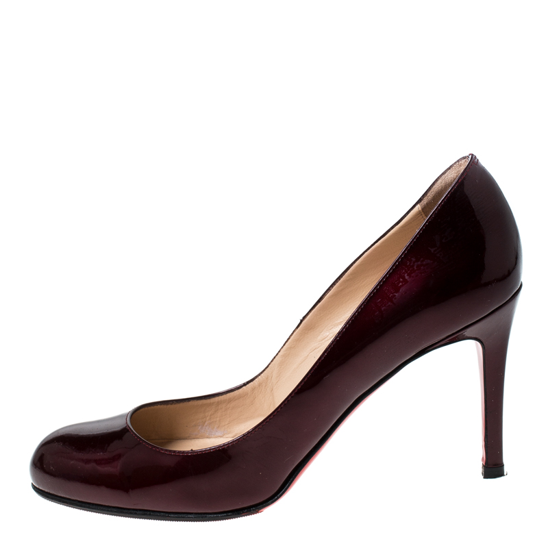 

Christian Louboutin Dark Purple Patent Leather Simple Pumps Size