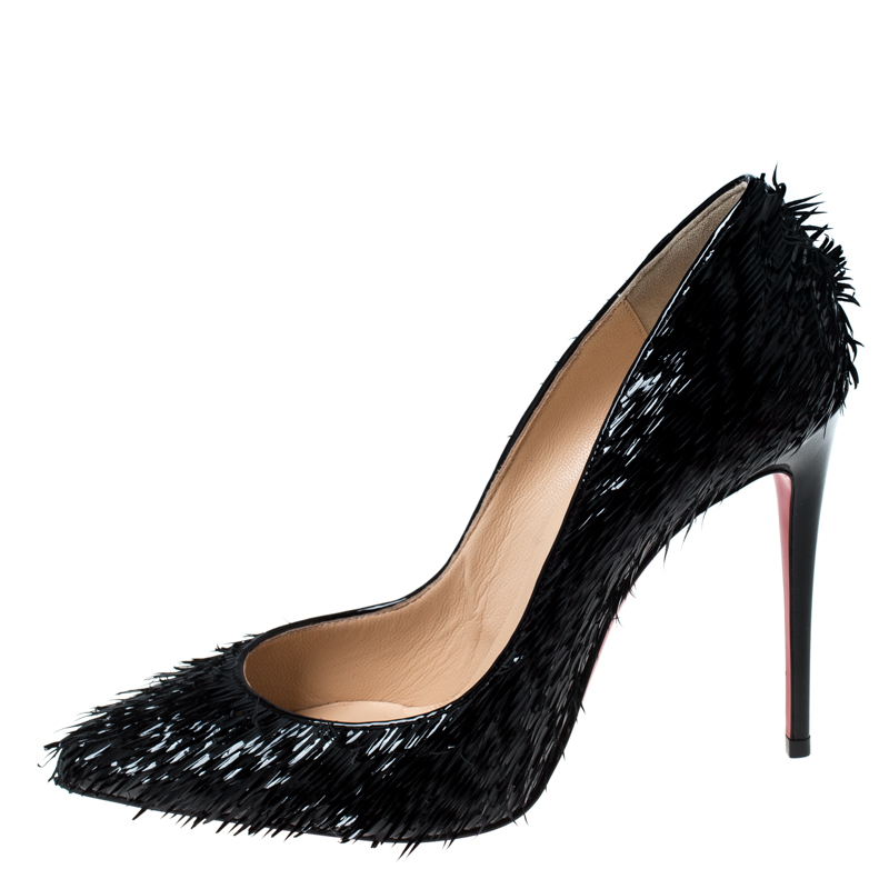 

Christian Louboutin Black Patent Leather Pigalle Follies Crow Pointed Toe Pumps Size