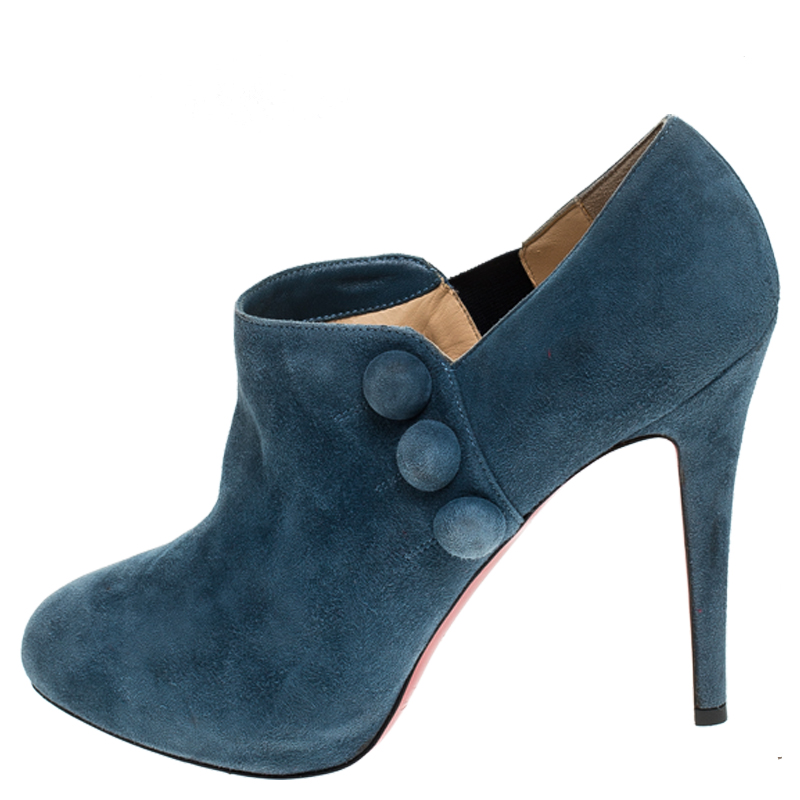

Christian Louboutin Blue Suede Leather C'est Moi Ankle Boots Size