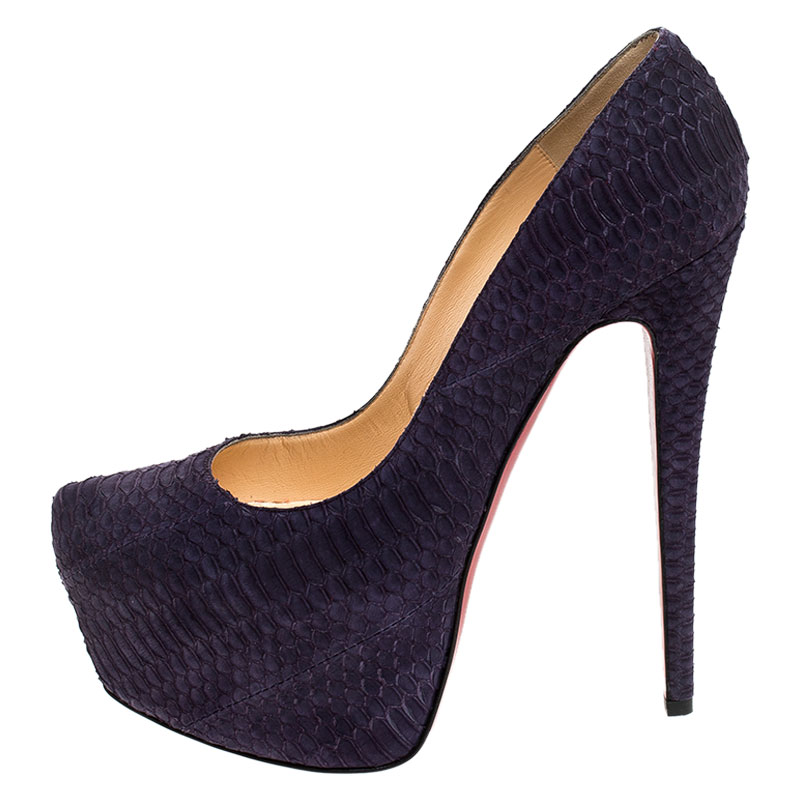 

Christian Louboutin Dark Purple Python Daffodile Platform Pumps Size