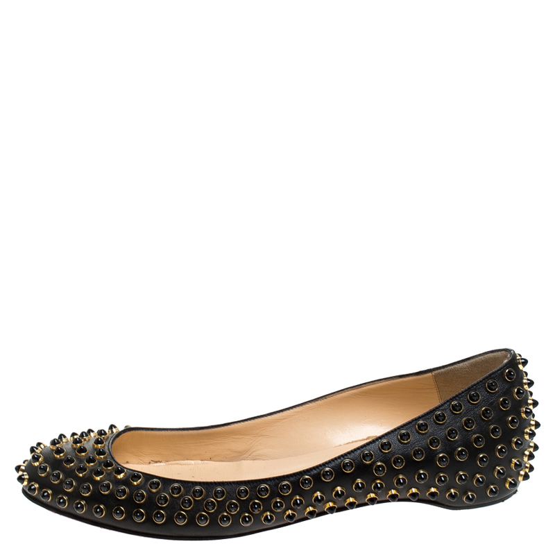 

Christian Louboutin Black Leather Studded Ballet Flats Size