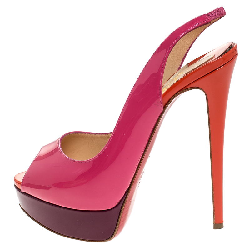 

Christian Louboutin Tricolor Patent Leather Platform Slingback Sandals Size, Multicolor