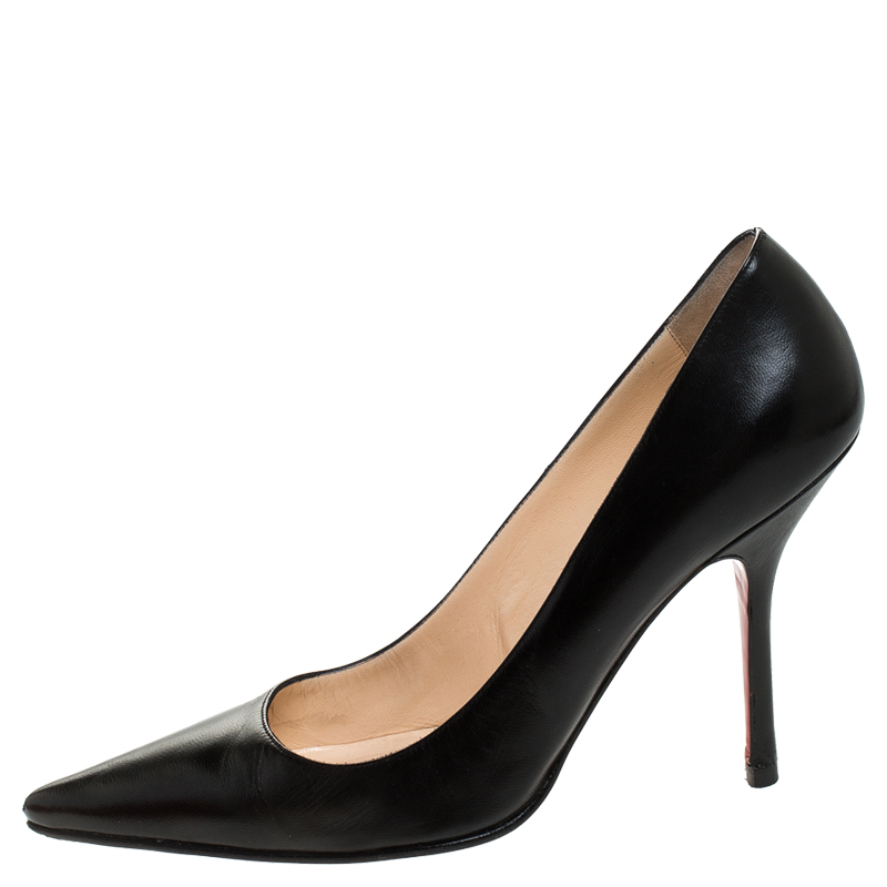 Christian Louboutin Black Leather Decollete 554 Pumps Size 37