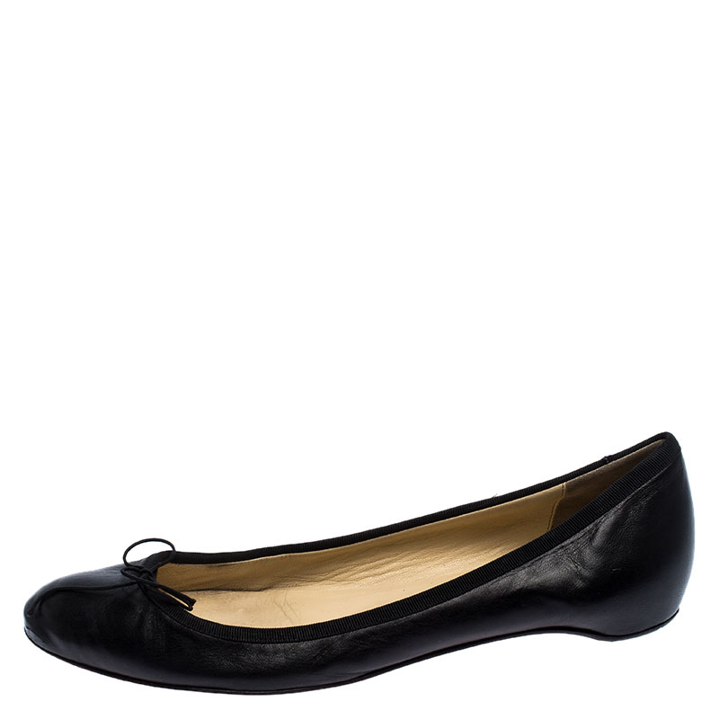 

Christian Louboutin Black Leather Bow Ballet Flats Size