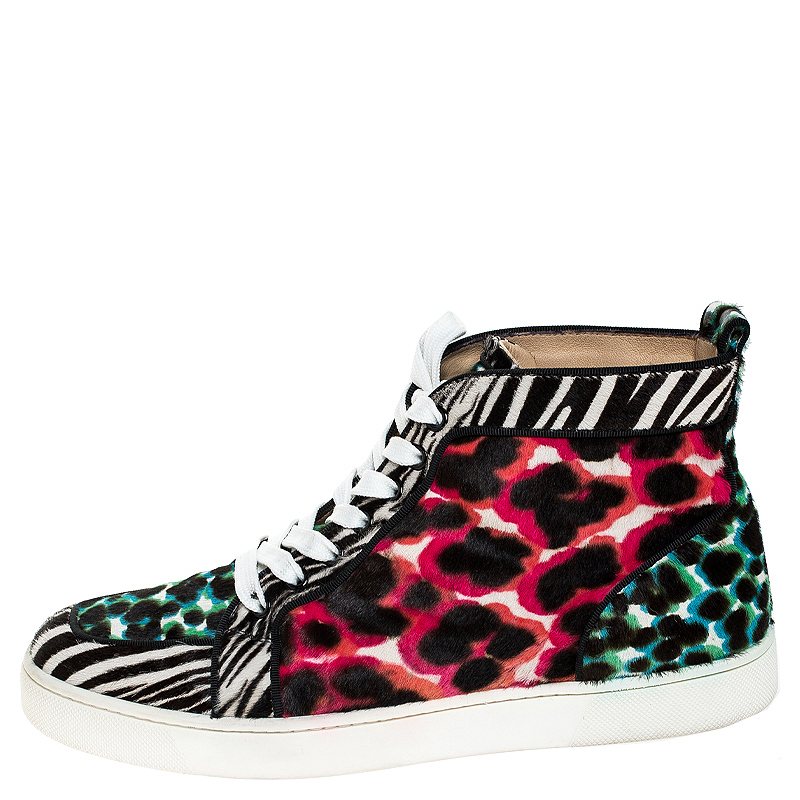 

Christian Louboutin Multicolor Leopard Print Calf Hair Rantus Orlato High Top Sneakers Size