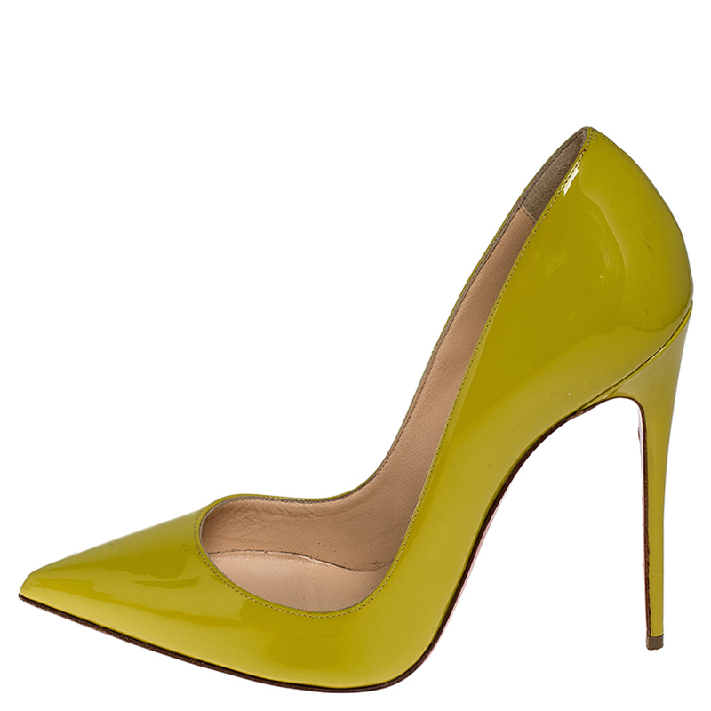 

Christian Louboutin Yellow Patent Leather So Kate Pointed Toe Pumps Size